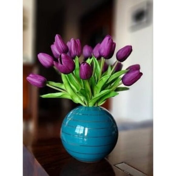 New 20pcs Purple Flowers Artificial Tulip Silk Fake Flowers 13.5" for Mother Day - Picture 1 of 1